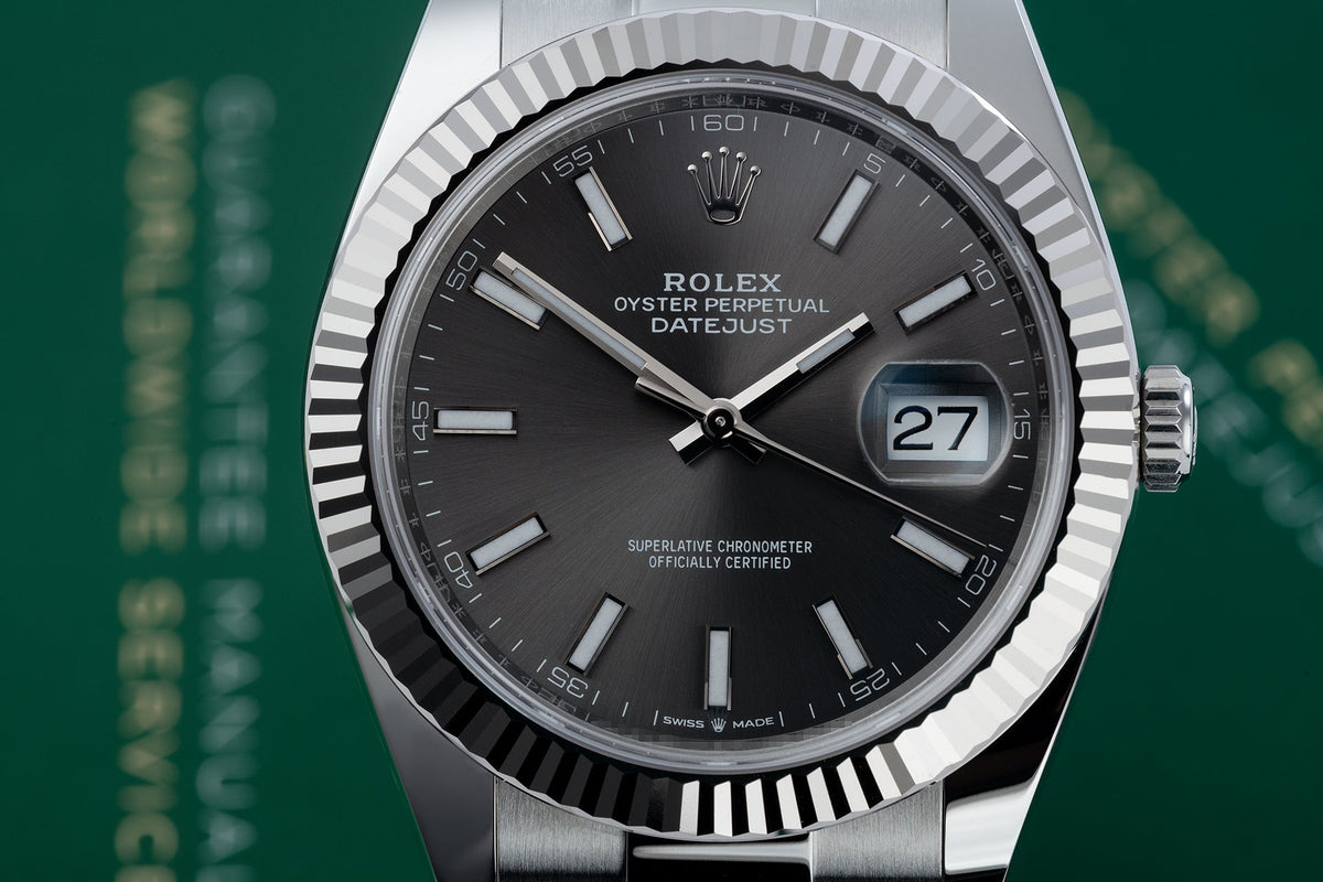 Rlx Datejust Rhodium Dial Fluted Bezel 41mm 126334