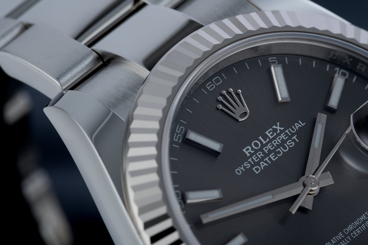 Rlx Datejust Rhodium Dial Fluted Bezel 41mm 126334